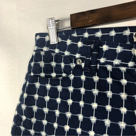 Madewell Graphic Grid Navy Blue Printed Cut Off Shorts 27 - Picture 4 of 4